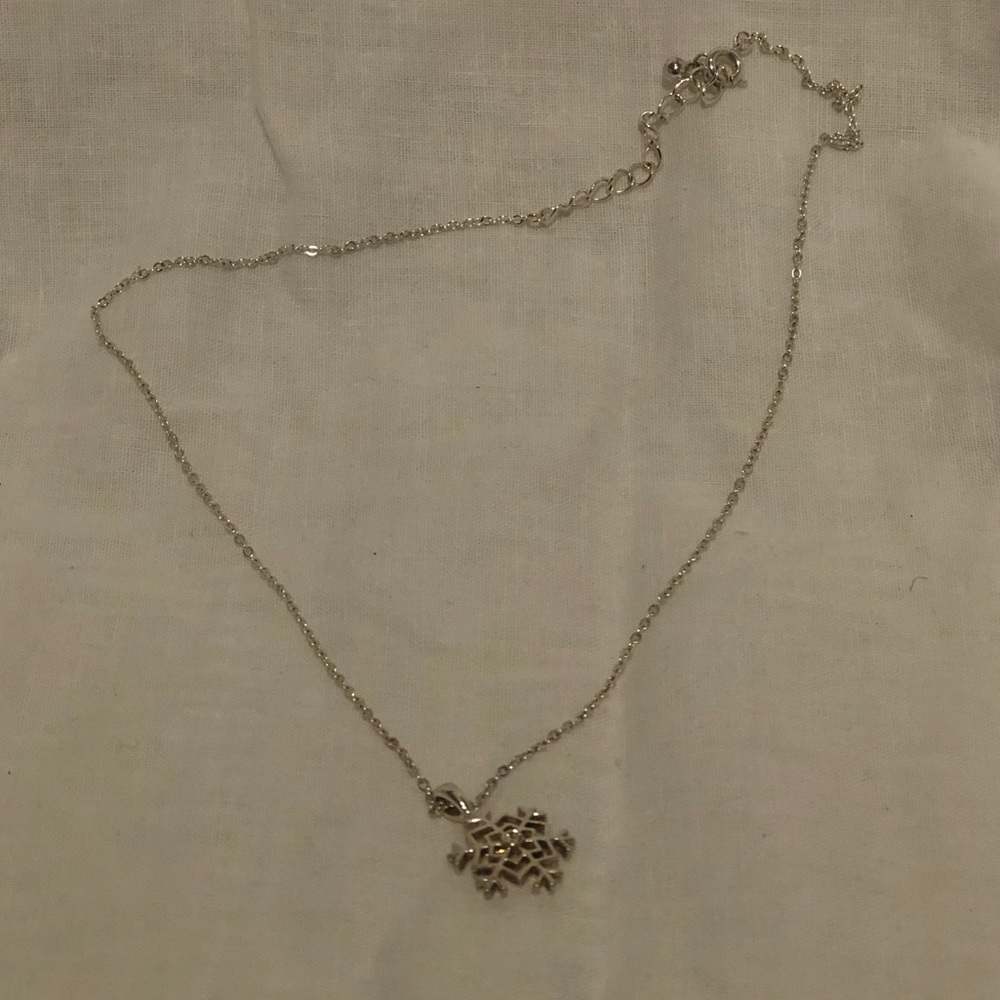 Silver Snowflake Necklace with clear stone